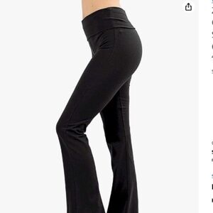 ZENANA YOGA PANTS BUNDLE OF 4 COTTON FOLD OVER STRETCH FLARE LEGS SIZE SMALL EUC